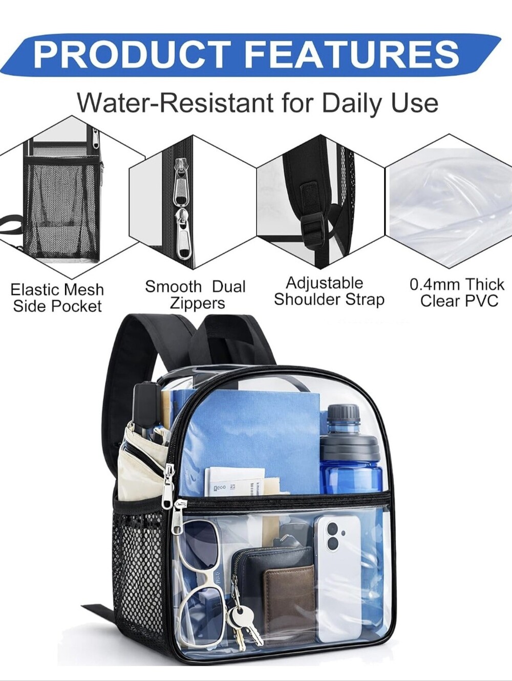 Clear Transparent Backpack - Picture 4 of 6